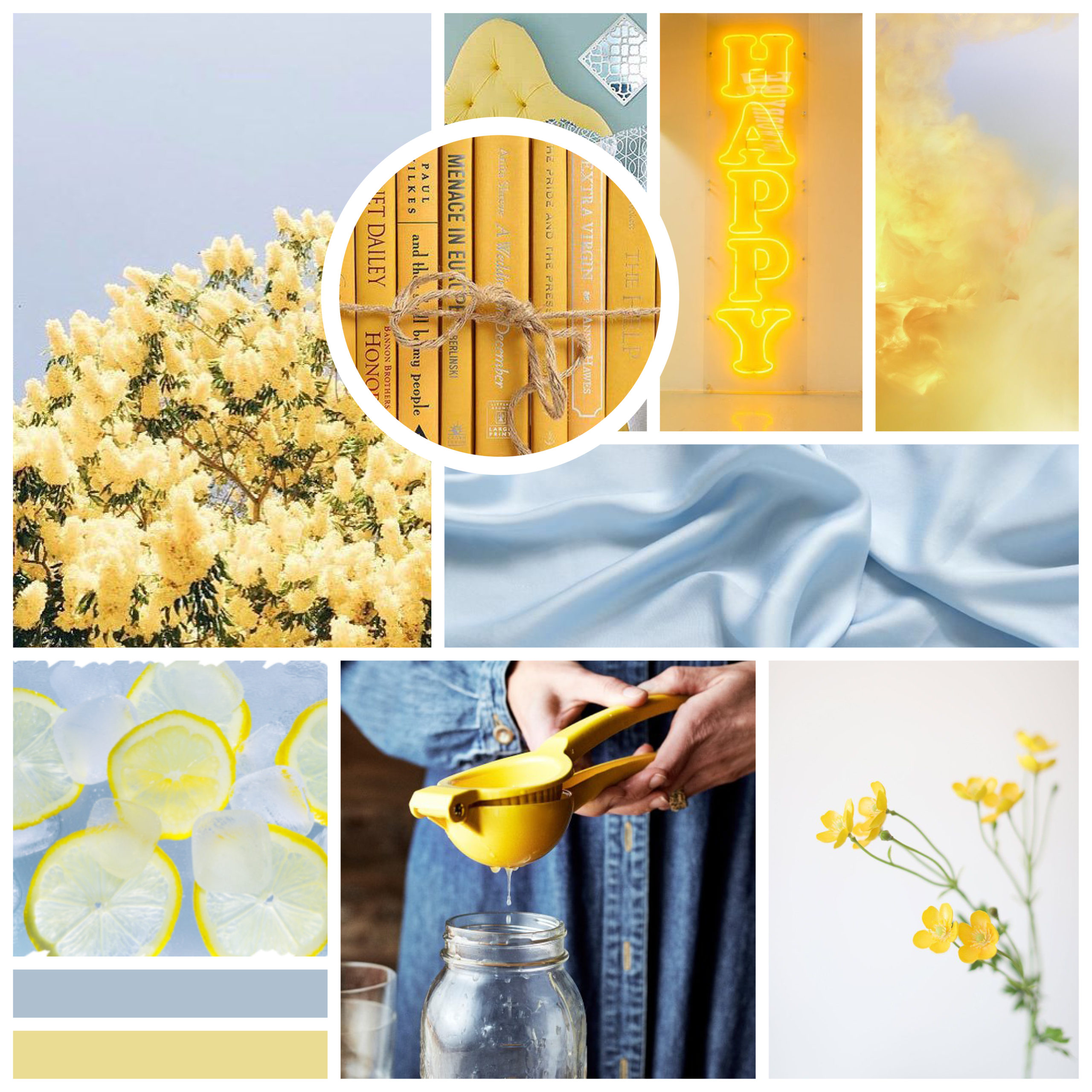 yellow and blue mood board